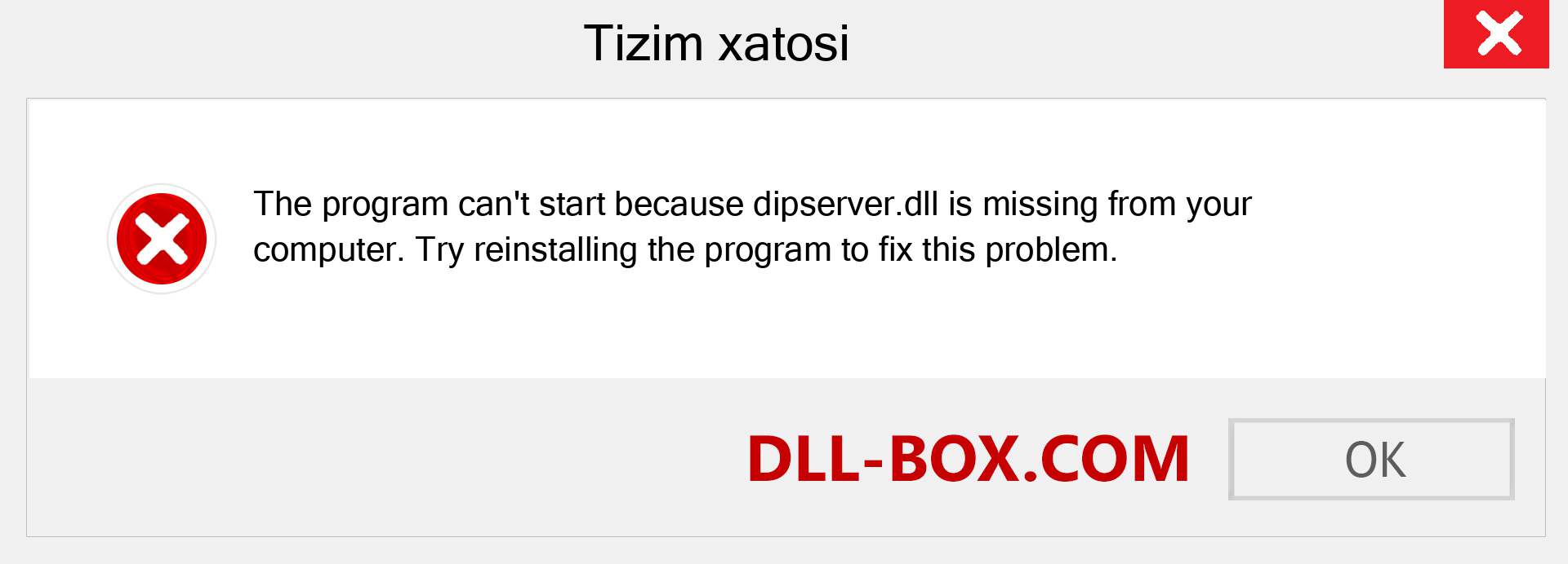 dipserver.dll fayli yo'qolganmi?. Windows 7, 8, 10 uchun yuklab olish - Windowsda dipserver dll etishmayotgan xatoni tuzating, rasmlar, rasmlar